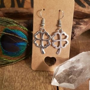 LUCKY ♣︎ Shamrock 4 Leaf CLOVER earrings ~St Patrick's day~Irish~Notre Dame Gear